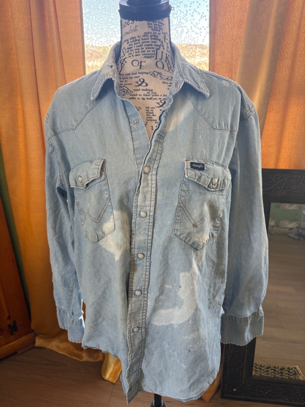 Wrangler Light Blue Distressed Denim Shirt Jacket